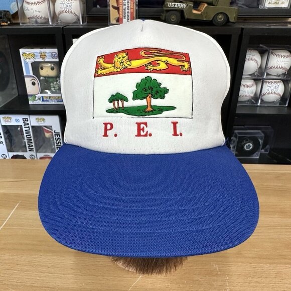 Vintage Prince Edward Island Canada Snapback Hat Adjustable Cap PEI Blue White - Picture 1 of 5
